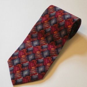 MEN'S TIE BY GARCIA, RED/GREY PRINT